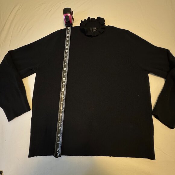 J.Crew Black Merino Wool Ruffle-Neck Sweater XXL - 0096 - Picture 4 of 7